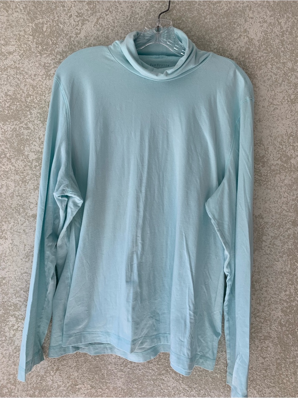 Van Heusen Pale Blue Long-Sleeve Mock Neck Top